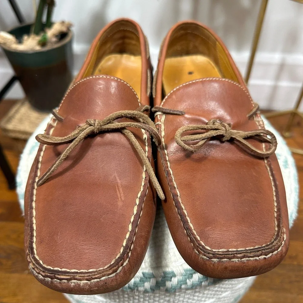 Cole Haan Grant Driver Loafers Mens 9M Tan Leather Good Driving Shoes C04396